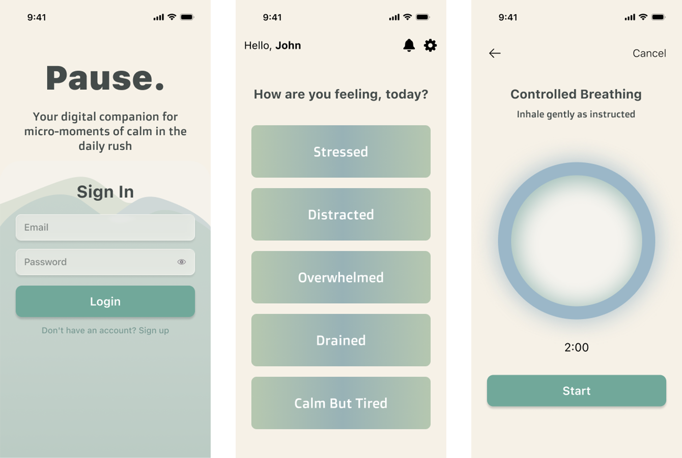 Pause wellness application